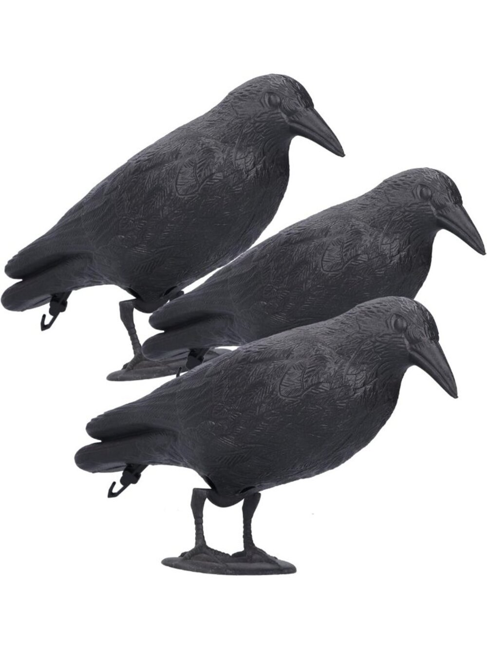 Life-Sized Realistic Crow Decoys - Black Bird Statues for Hunting & Decor (3PCS)